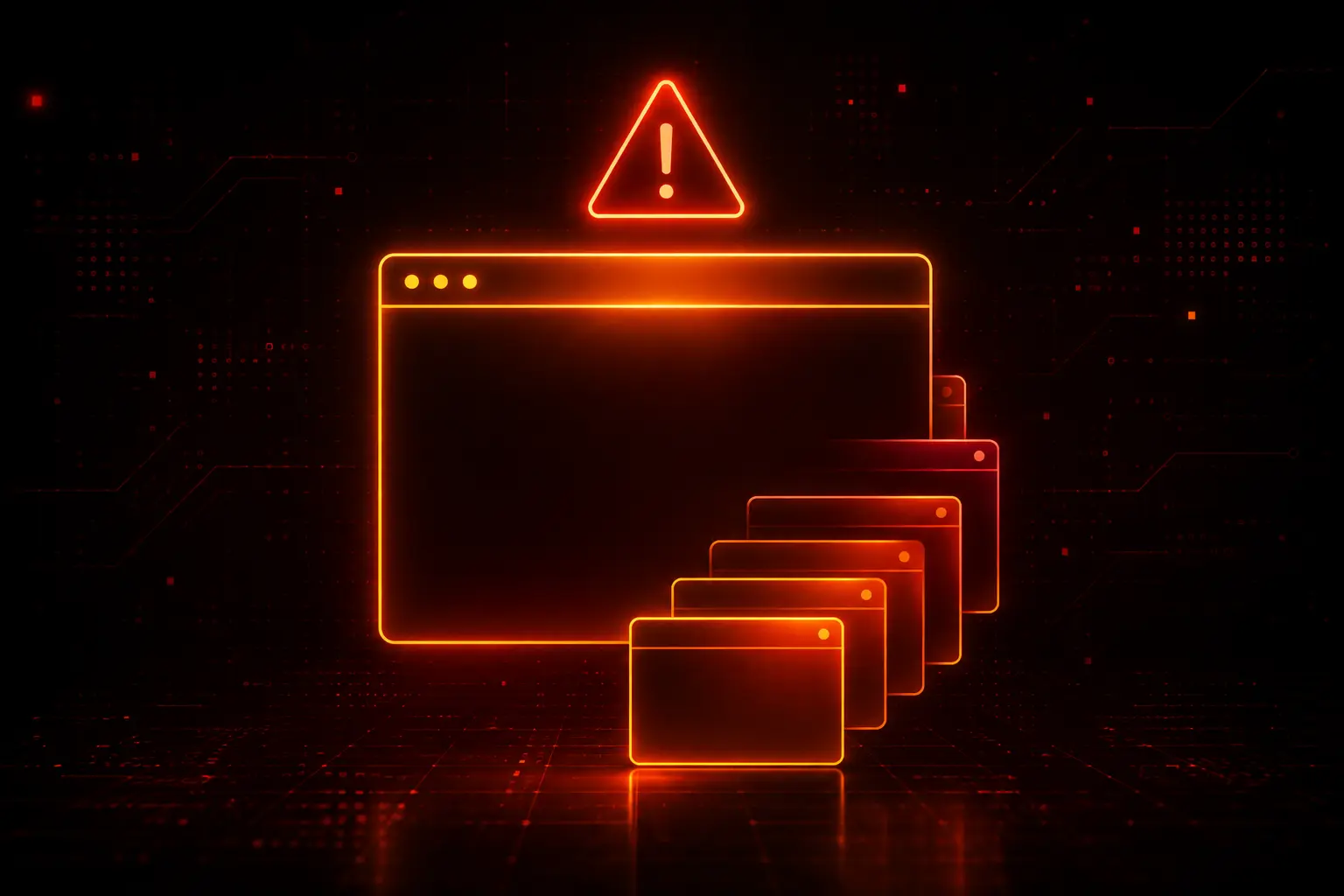 Browser window glowing with warning pop-ups