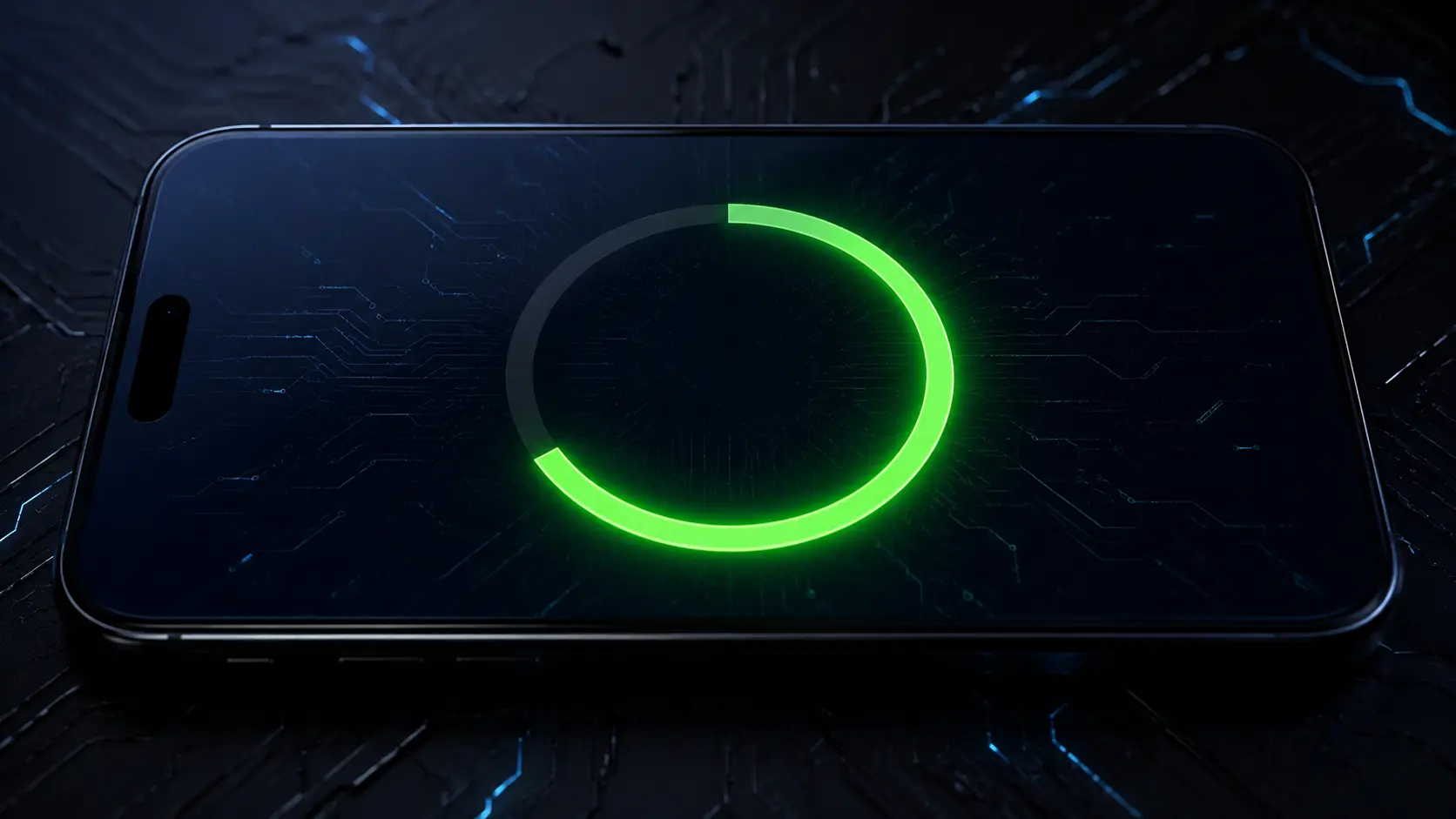 Smartphone screen showing an install progress ring